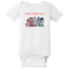 Amsterdam Holland Leaning Houses Baby One Piece White - US Custom Tees