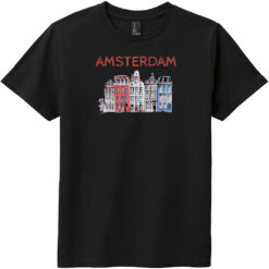 Amsterdam Holland Leaning Houses Youth T-Shirt Black - US Custom Tees