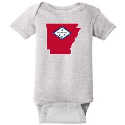 Arkansas Flag State Shaped Baby One Piece Heather - US Custom Tees