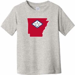 Arkansas Flag State Shaped Toddler T-Shirt Heather Gray - US Custom Tees