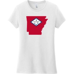 Arkansas Flag State Shaped Women's T-Shirt White - US Custom Tees