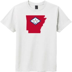 Arkansas Flag State Shaped Youth T-Shirt White - US Custom Tees