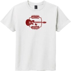 Austin Texas Guitar Live Music Capital Youth T-Shirt White - US Custom Tees