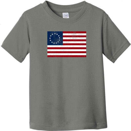 Betsy Ross American Flag Vintage Toddler T-Shirt Charcoal - US Custom Tees