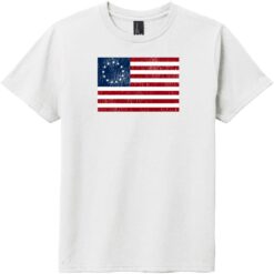 Betsy Ross American Flag Vintage Youth T-Shirt White - US Custom Tees