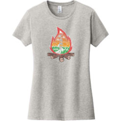 Campfire and Mountains Vintage Women's T-Shirt Light Heather Gray - US Custom Tees