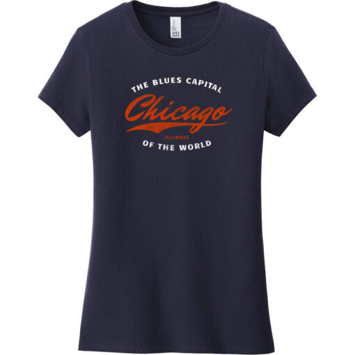 Chicago Illinois Blues Capital Of The World Women's T-Shirt New Navy - US Custom Tees