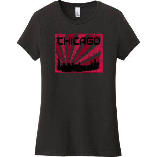 Chicago Skyline Retro Women's T-Shirt Black - US Custom Tees