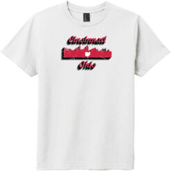 Cincinnati Ohio Skyline Distressed Youth T-Shirt White - US Custom Tees