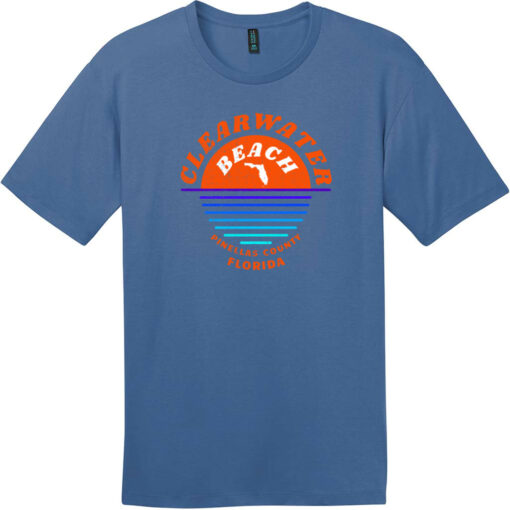 Clearwater Beach Sunset In Ocean Vintage T-Shirt Maritime Blue - US Custom Tees