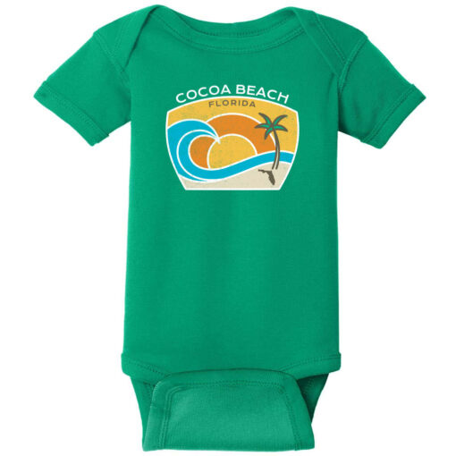 Cocoa Beach Florida Wave Baby One Piece Kelly Green - US Custom Tees