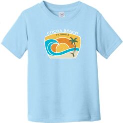 Cocoa Beach Florida Wave Toddler T-Shirt Light Blue - US Custom Tees
