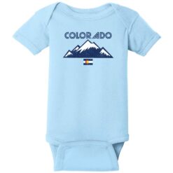 Colorado Flag And Mountains Baby One Piece Light Blue - US Custom Tees