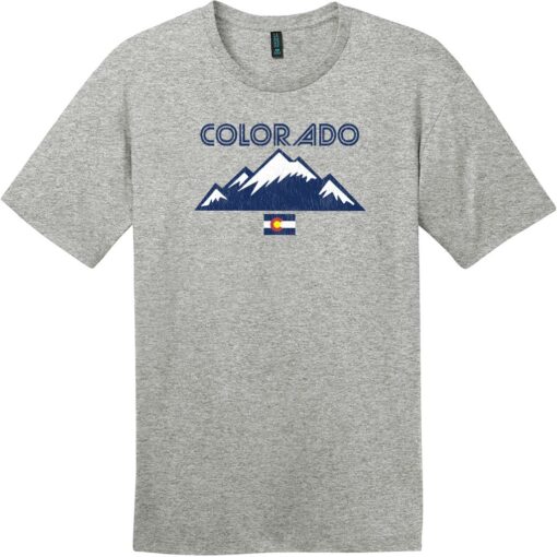 Colorado Flag And Mountains T-Shirt Heathered Steel - US Custom Tees
