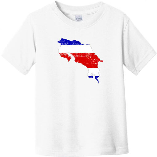 Costa Rica Country Shape Flag Toddler T-Shirt White - US Custom Tees