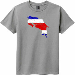 Costa Rica Country Shape Flag Youth T-Shirt Gray Frost - US Custom Tees