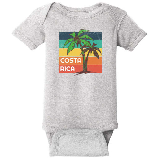 Costa Rica Palm Tree Vintage Baby One Piece Heather - US Custom Tees