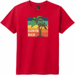 Costa Rica Palm Tree Vintage Youth T-Shirt Classic Red - US Custom Tees