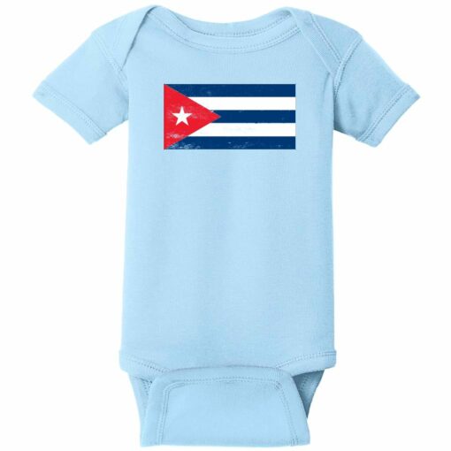 Cuba Vintage Flag Baby One Piece Light Blue - US Custom Tees