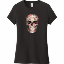 Floral Skull Women's T-Shirt Black - US Custom Tees