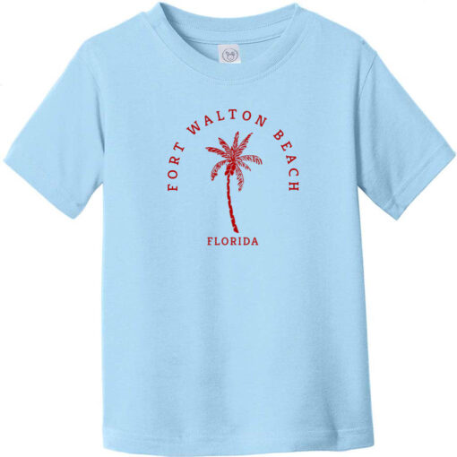 Fort Walton Beach Palm Tree Toddler T-Shirt Light Blue - US Custom Tees