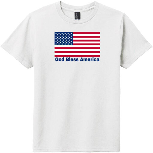 God Bless America Flag Youth T-Shirt White - US Custom Tees