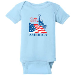 God Bless America Statue Of Liberty Baby One Piece Light Blue - US Custom Tees