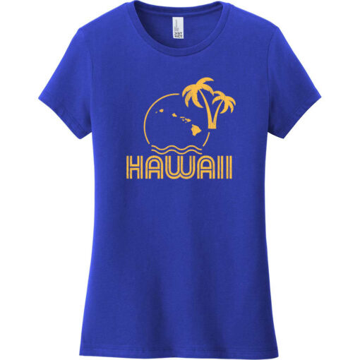 Hawaii Ocean Sun Palm Tree Women's T-Shirt Deep Royal - US Custom Tees