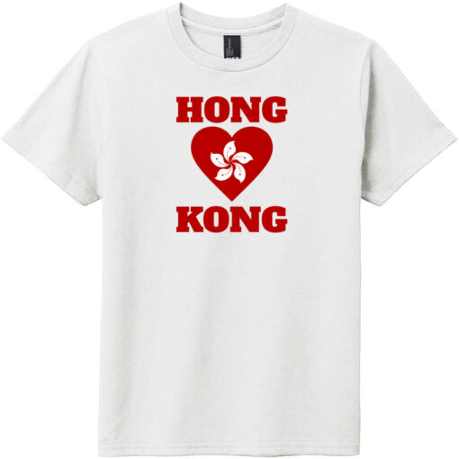 Hong Kong Flag Heart Youth T-Shirt White - US Custom Tees