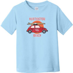 Huntington Beach California Surf Retro Toddler T-Shirt Light Blue - US Custom Tees