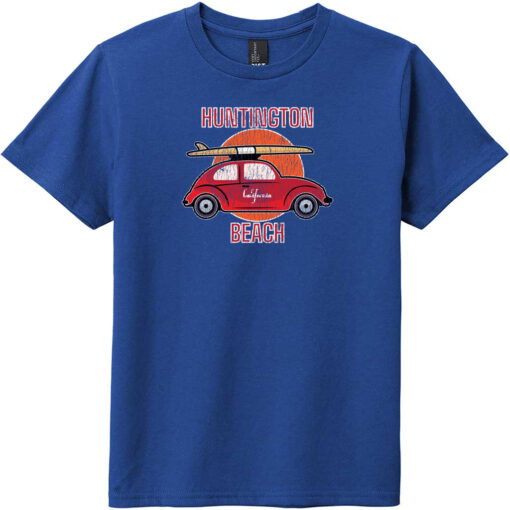Huntington Beach California Surf Retro Youth T-Shirt Deep Royal - US Custom Tees