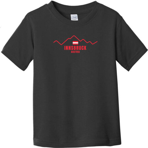 Innsbruck Austria Flag Mountain Toddler T-Shirt Black - US Custom Tees