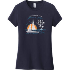 Key Largo Florida Sailing Women's T-Shirt New Navy - US Custom Tees