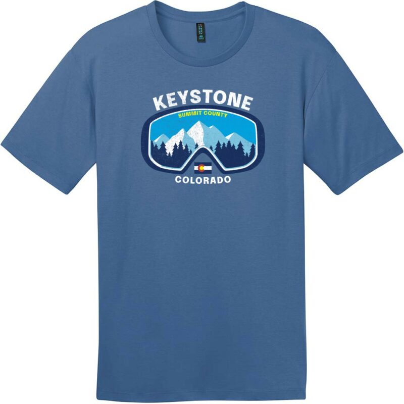 Keystone Colorado Mountain Ski Goggles T-Shirt Maritime Blue - US Custom Tees