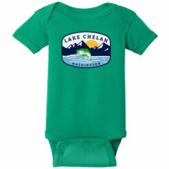 Lake Chelan Washington Fishing Baby One Piece Kelly Green - US Custom Tees