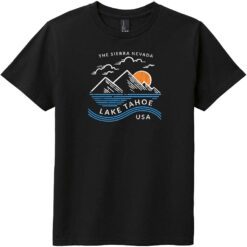 Lake Tahoe Sierra Nevada Mountain Youth T-Shirt Black - US Custom Tees