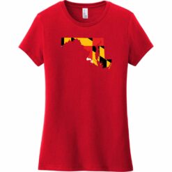 Maryland State Shaped Flag Women's T-Shirt Classic Red - US Custom Tees