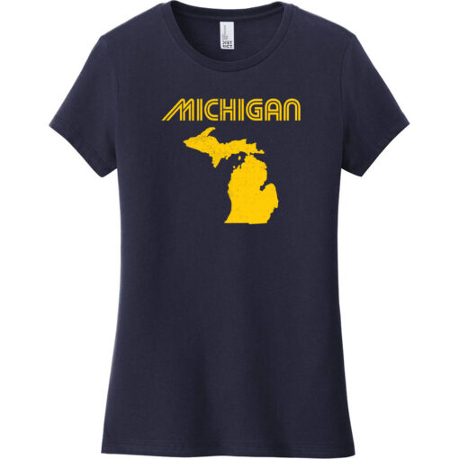 Michigan Retro Women's T-Shirt New Navy - US Custom Tees