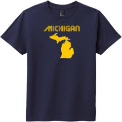 Michigan Retro Youth T-Shirt New Navy - US Custom Tees