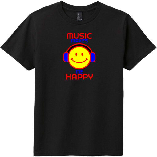 Music Makes Me Happy Youth T-Shirt Black - US Custom Tees