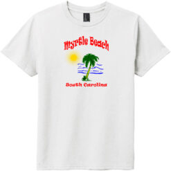 Myrtle Beach Palm Tree Water Youth T-Shirt White - US Custom Tees