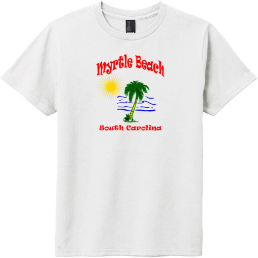 Myrtle Beach Palm Tree Water Youth T-Shirt White - US Custom Tees