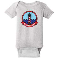 Nantucket Massachusetts Lighthouse Vintage Baby One Piece Heather - US Custom Tees