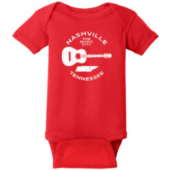 Nashville Tennessee Music City Guitar Baby One Piece Red - US Custom Tees