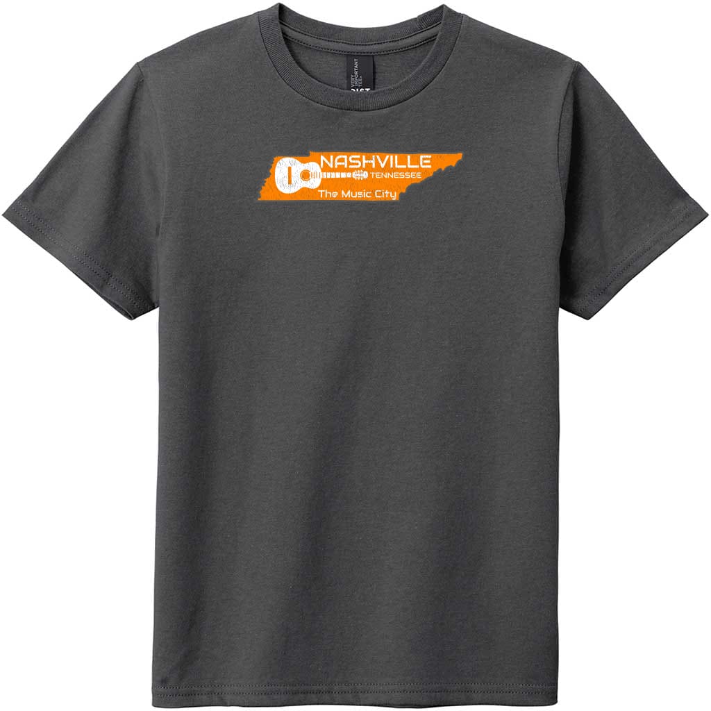 Nashville Tennessee Music City Youth T-Shirt Charcoal - US Custom Tees