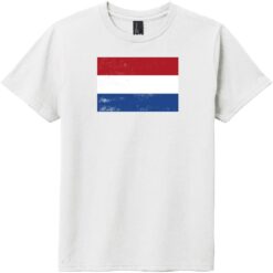 Netherlands Holland Flag Vintage Youth T-Shirt White - US Custom Tees