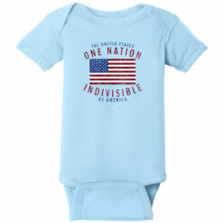 One Nation Indivisible American Flag Baby One Piece Light Blue - US Custom Tees