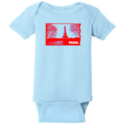 Paris France Eiffel Tower Baby One Piece Light Blue - US Custom Tees