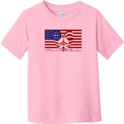 Peace Love Freedom Heart Flag Toddler T-Shirt Light Pink - US Custom Tees