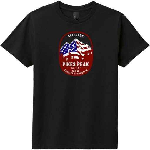 Pikes Peak Americas Mountain Youth T-Shirt Black - US Custom Tees